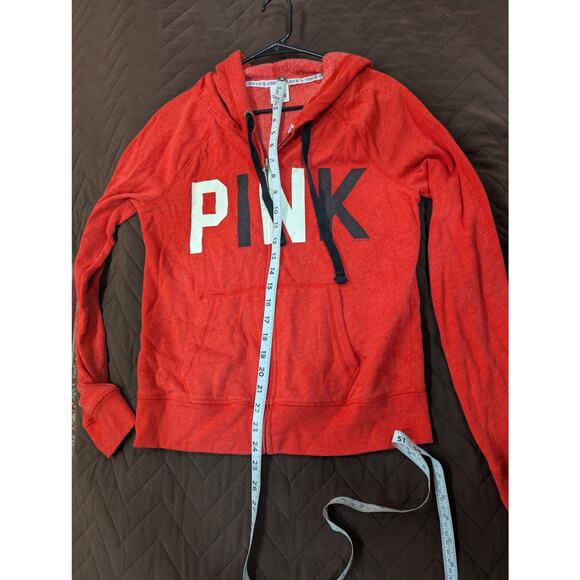 Red zip up draw string hooded sweatshirt by Pink Victoria's Secret size M - Picture 6 of 7